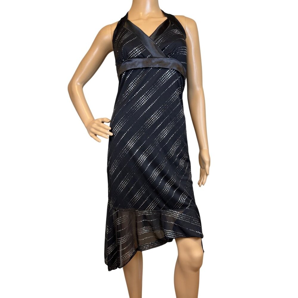 Y2K Gothic Romantic Black Halter Dress Charlotte Russe Size Small Asymmetrical S